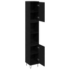 Gabinete de Baño con estante Roble Negro 30 x 30 x 190 cm