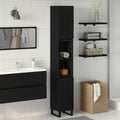 Gabinete de Baño con estante Roble Negro 30 x 30 x 190 cm