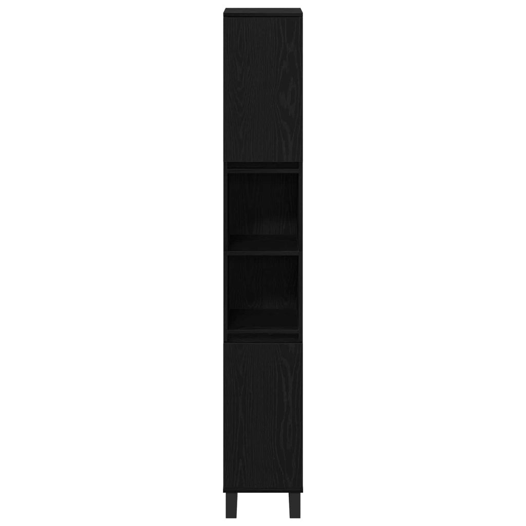 Gabinete de Baño con estante Roble Negro 30 x 30 x 190 cm