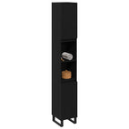 Gabinete de Baño con estante Roble Negro 30 x 30 x 190 cm