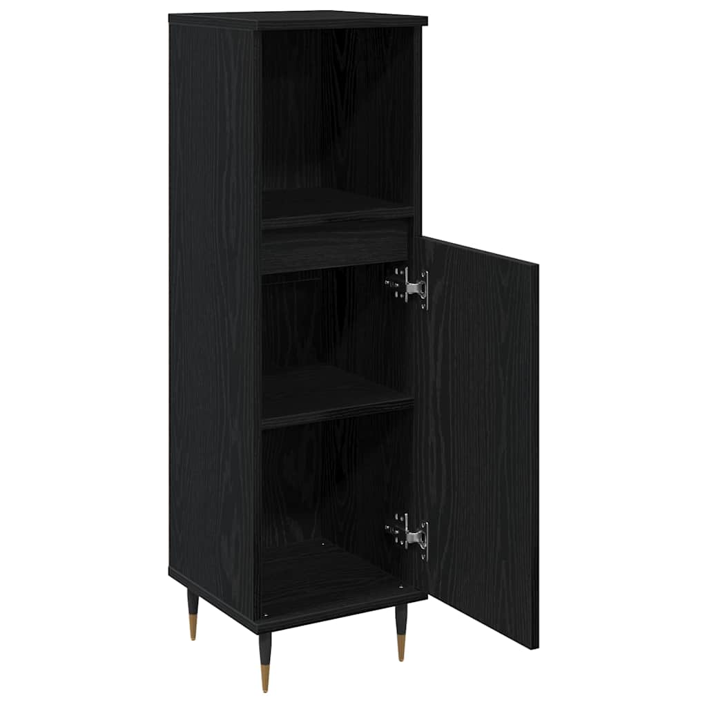 Gabinete de Baño con estante Roble Negro 30 x 30 x 100 cm