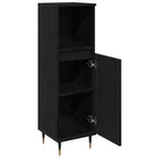 Gabinete de Baño con estante Roble Negro 30 x 30 x 100 cm
