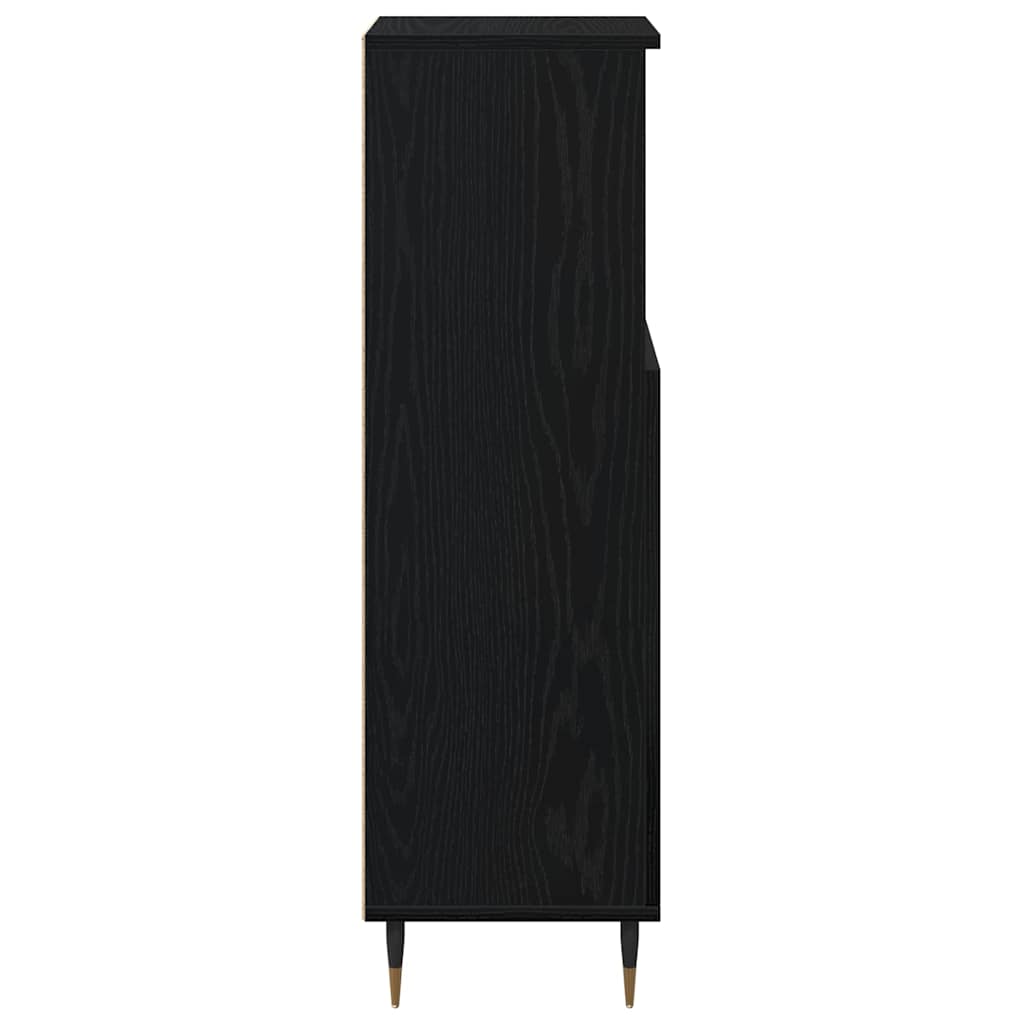 Gabinete de Baño con estante Roble Negro 30 x 30 x 100 cm