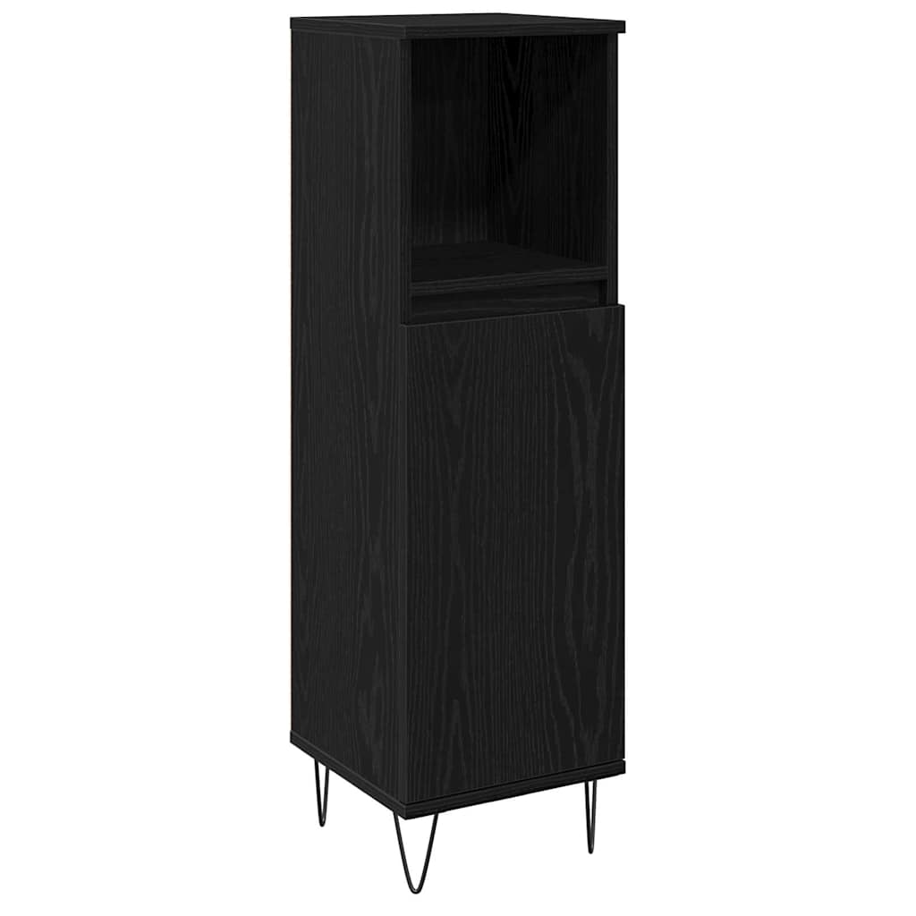 Gabinete de Baño con puerta Roble Negro 30 x 30 x 100 cm