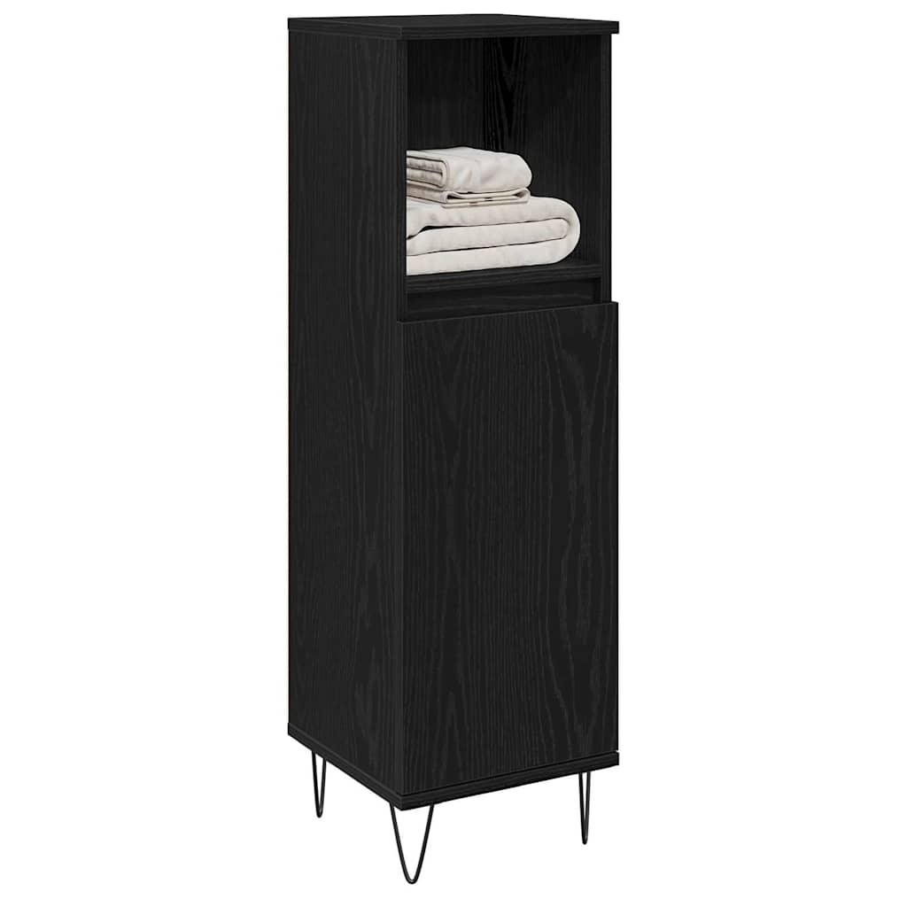 Gabinete de Baño con puerta Roble Negro 30 x 30 x 100 cm