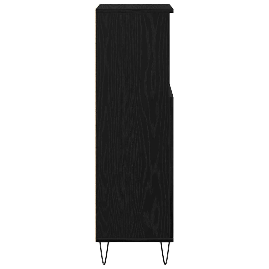 Gabinete de Baño con puerta Roble Negro 30 x 30 x 100 cm
