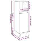 Gabinete de Baño con puerta Roble Negro 30 x 30 x 100 cm