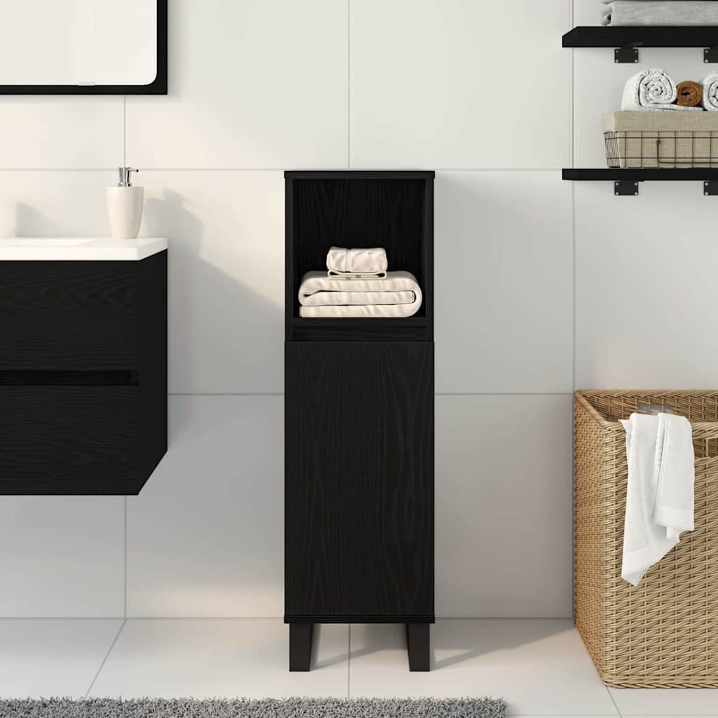 Gabinete de Baño con estante Roble Negro 30 x 30 x 100 cm