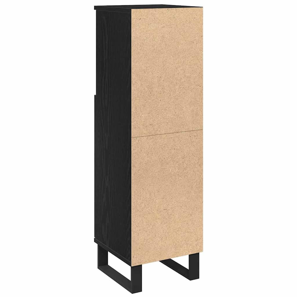 Gabinete de Baño con estante Roble Negro 30 x 30 x 100 cm