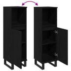 Gabinete de Baño con estante Roble Negro 30 x 30 x 100 cm