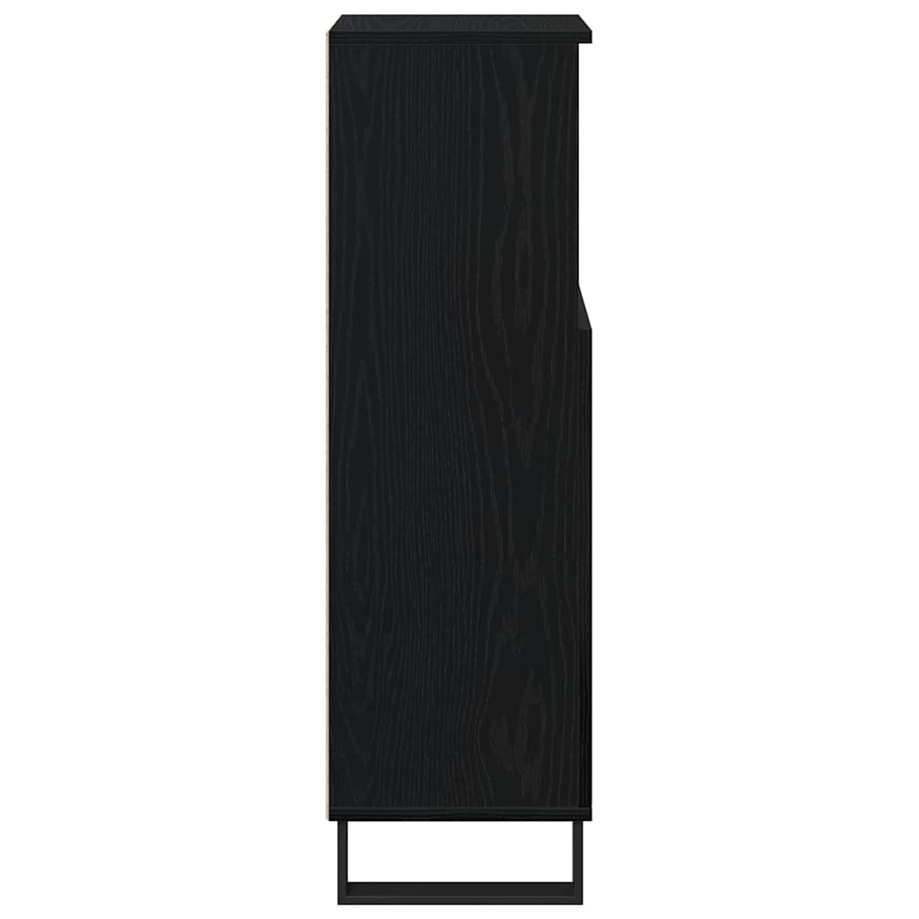 Gabinete de Baño con estante Roble Negro 30 x 30 x 100 cm