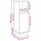 Gabinete de Baño con estante Roble Negro 30 x 30 x 100 cm