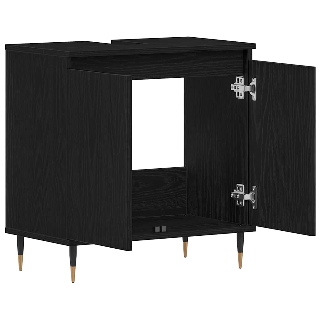 Mueble de lavabo para baño Roble Negro 58 x 33 x 60 cm