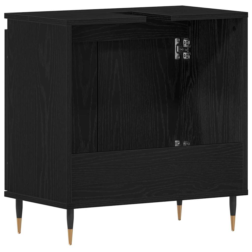 Mueble de lavabo para baño Roble Negro 58 x 33 x 60 cm