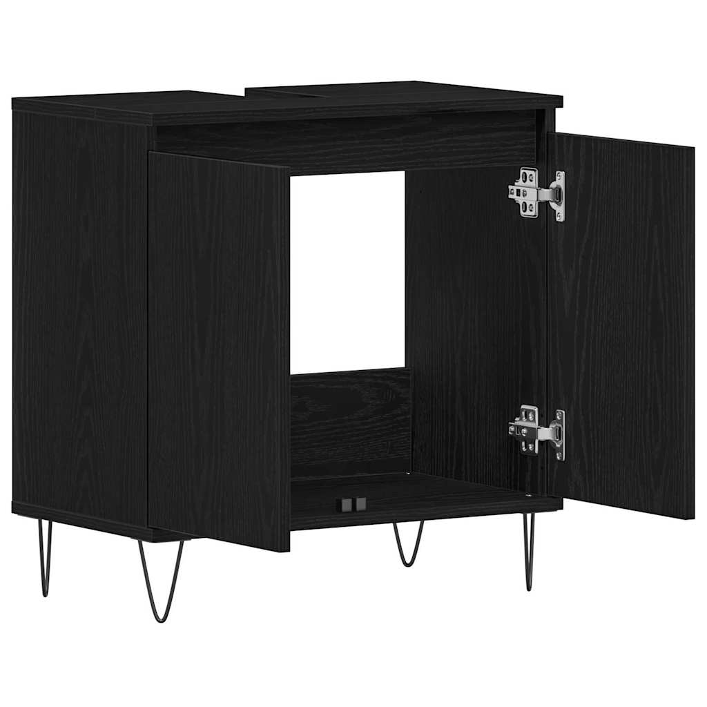 Gabinete de Lavabo para Baño Roble Negro 58 x 33 x 60 cm