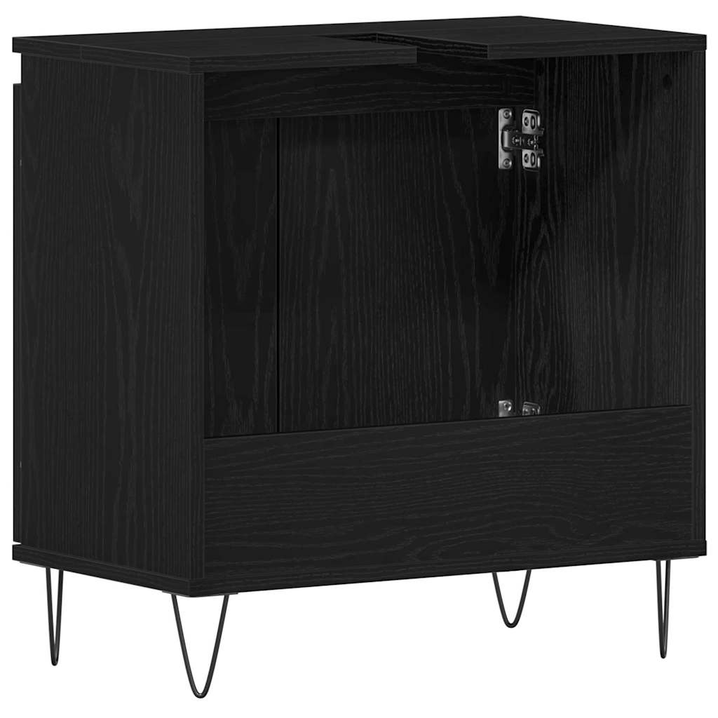 Gabinete de Lavabo para Baño Roble Negro 58 x 33 x 60 cm