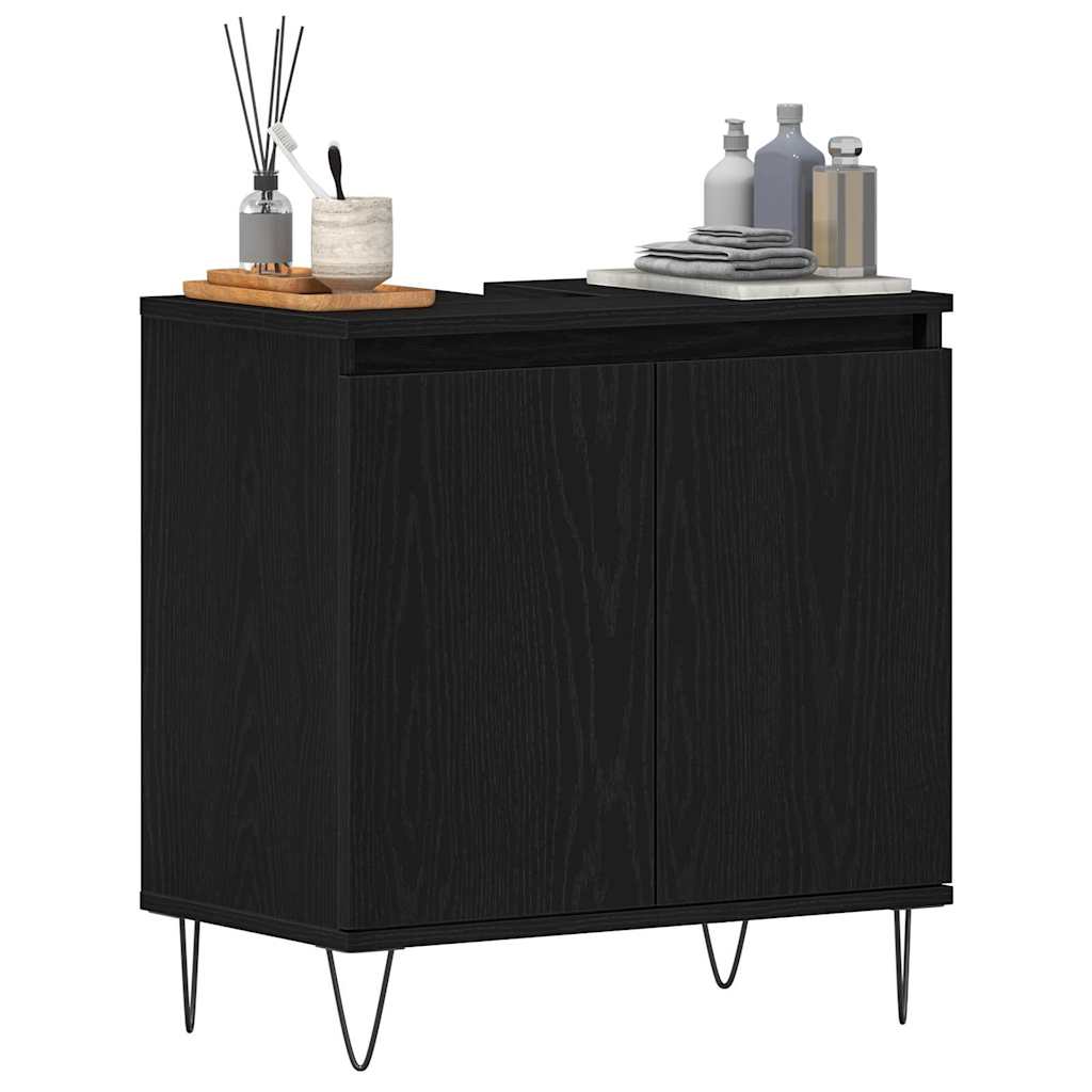 Gabinete de Lavabo para Baño Roble Negro 58 x 33 x 60 cm