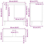 Gabinete de Lavabo para Baño Roble Negro 58 x 33 x 60 cm