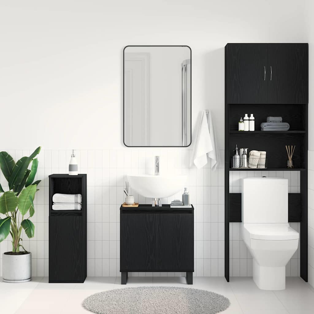 Gabinete de Lavabo para Baño Roble Negro 58 x 33 x 60 cm