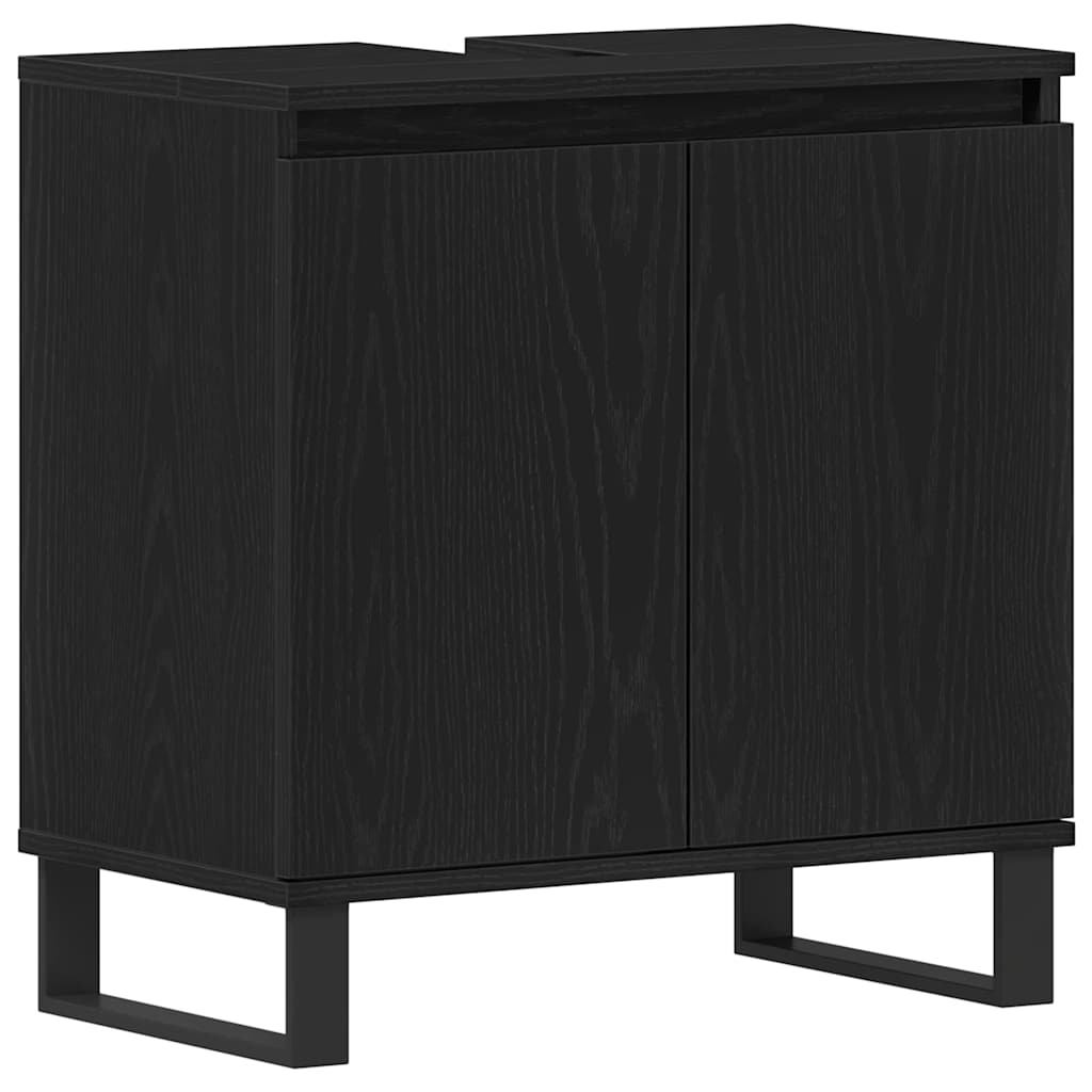 Gabinete de Lavabo para Baño Roble Negro 58 x 33 x 60 cm