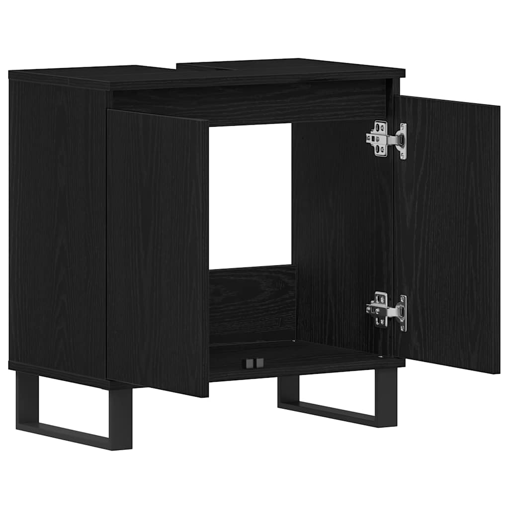 Gabinete de Lavabo para Baño Roble Negro 58 x 33 x 60 cm