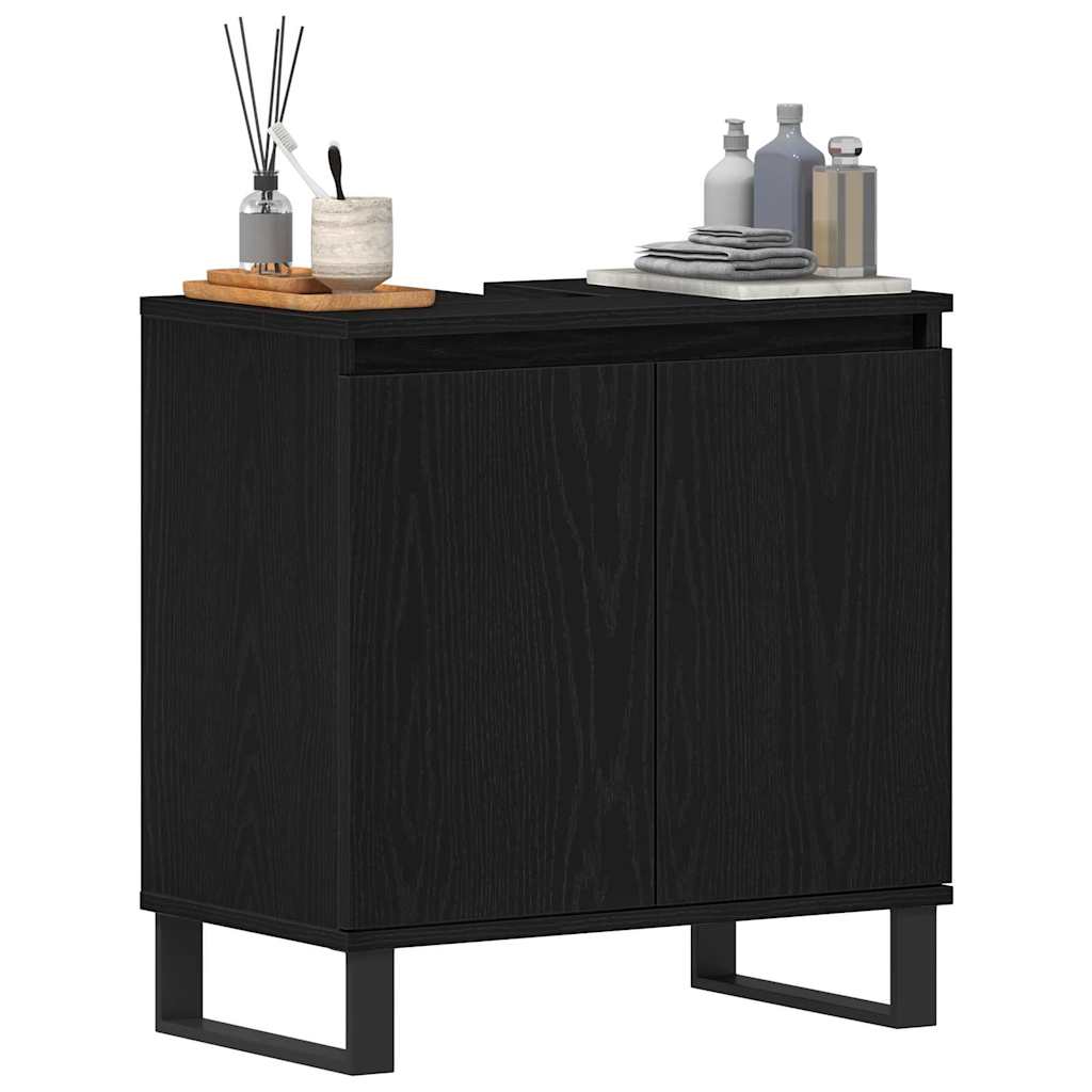 Gabinete de Lavabo para Baño Roble Negro 58 x 33 x 60 cm
