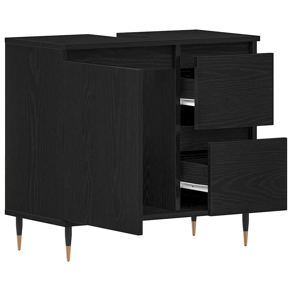 Gabinete de Baño con cajón Roble Negro 65 x 33 x 60 cm