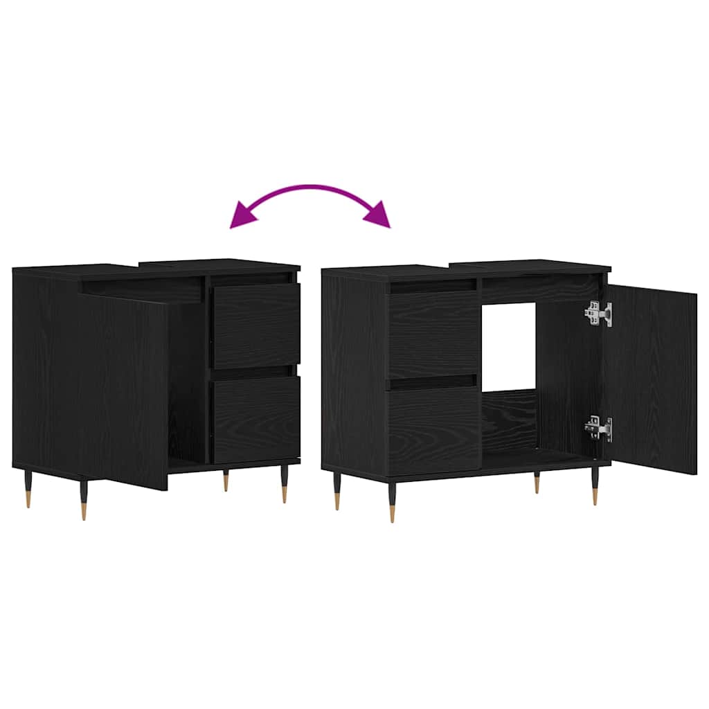 Gabinete de Baño con cajón Roble Negro 65 x 33 x 60 cm