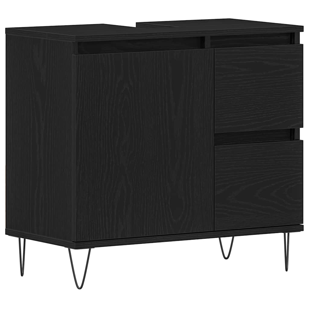 Gabinete de Lavabo para Baño Roble Negro 65 x 33 x 60 cm