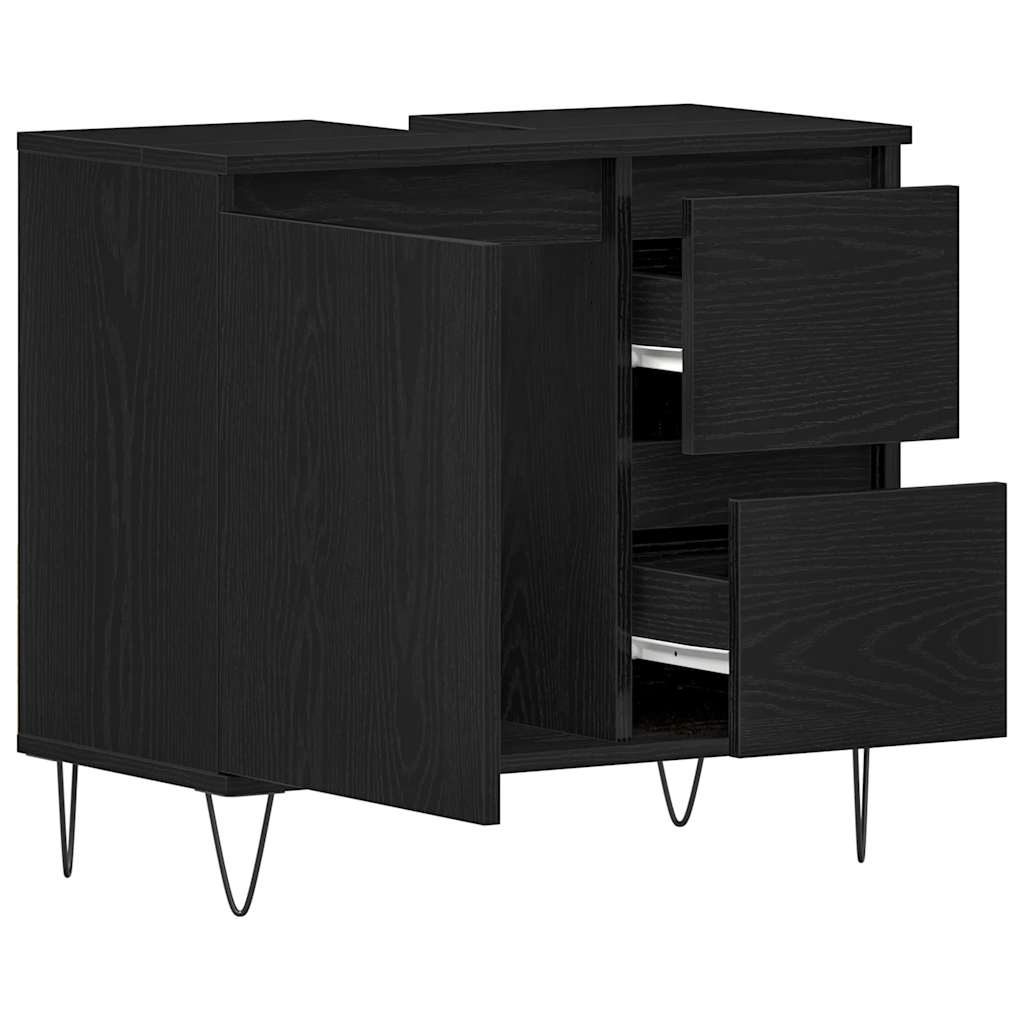 Gabinete de Lavabo para Baño Roble Negro 65 x 33 x 60 cm