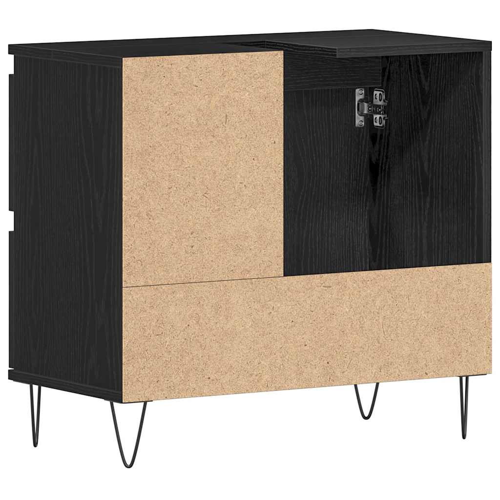 Gabinete de Lavabo para Baño Roble Negro 65 x 33 x 60 cm