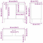 Gabinete de Lavabo para Baño Roble Negro 65 x 33 x 60 cm