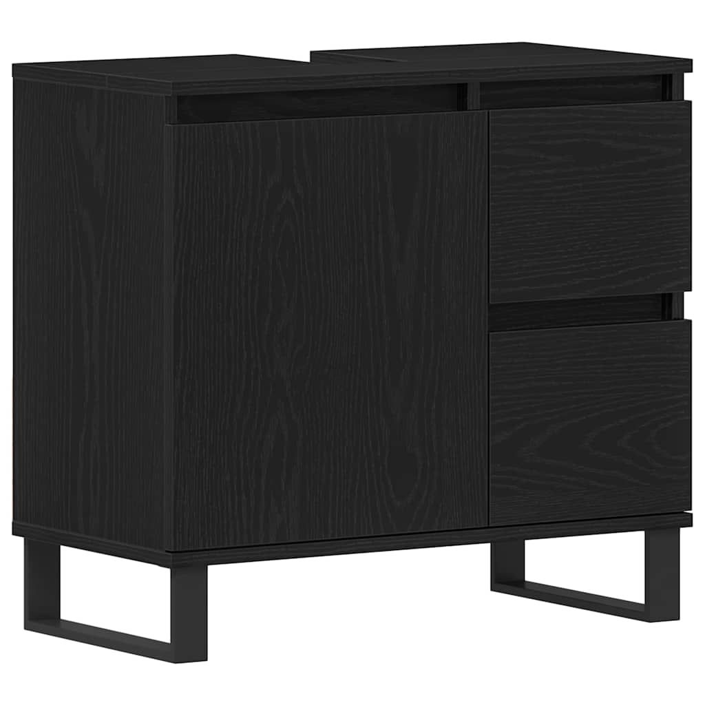 Gabinete de Lavabo para Baño Roble Negro 65 x 33 x 60 cm