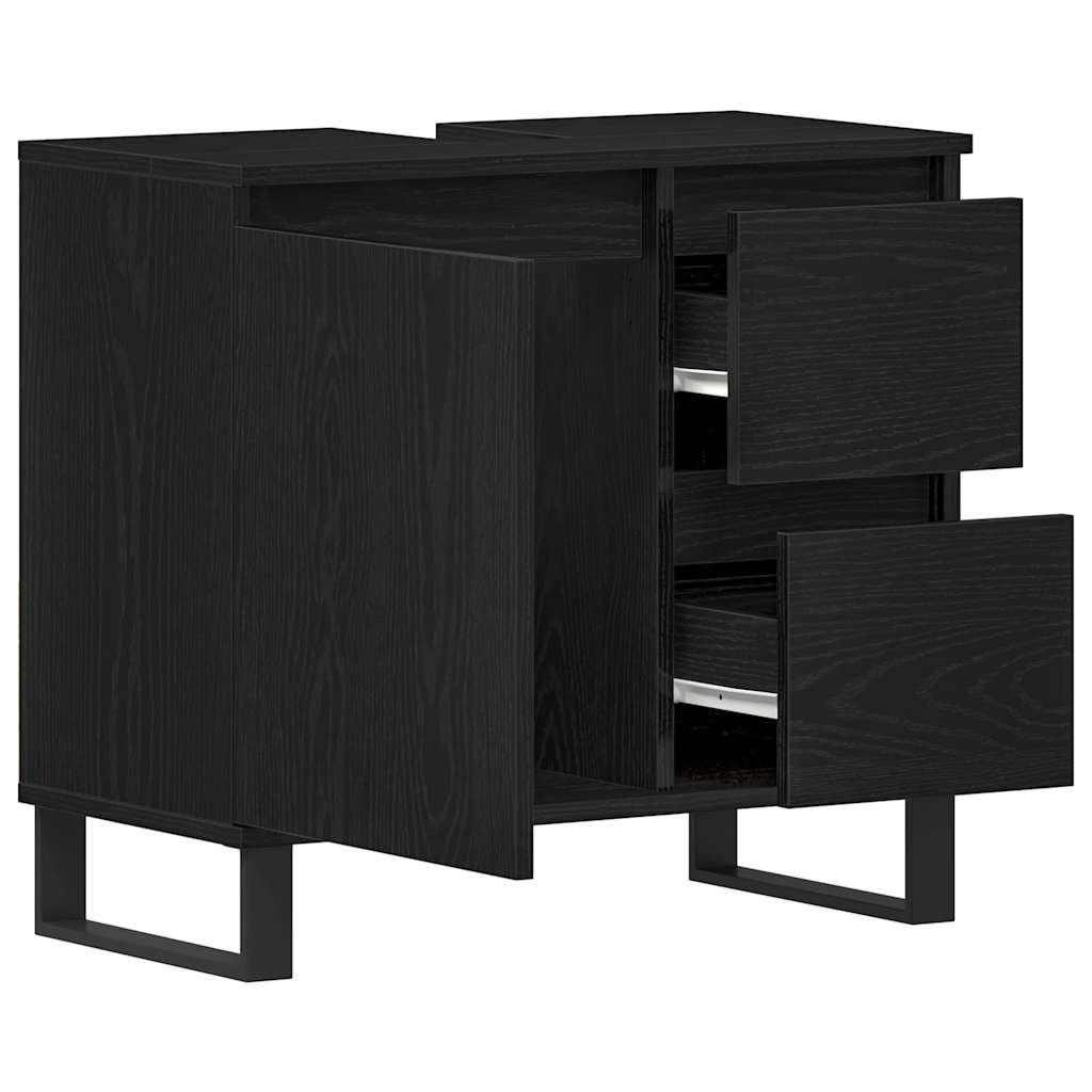 Gabinete de Lavabo para Baño Roble Negro 65 x 33 x 60 cm