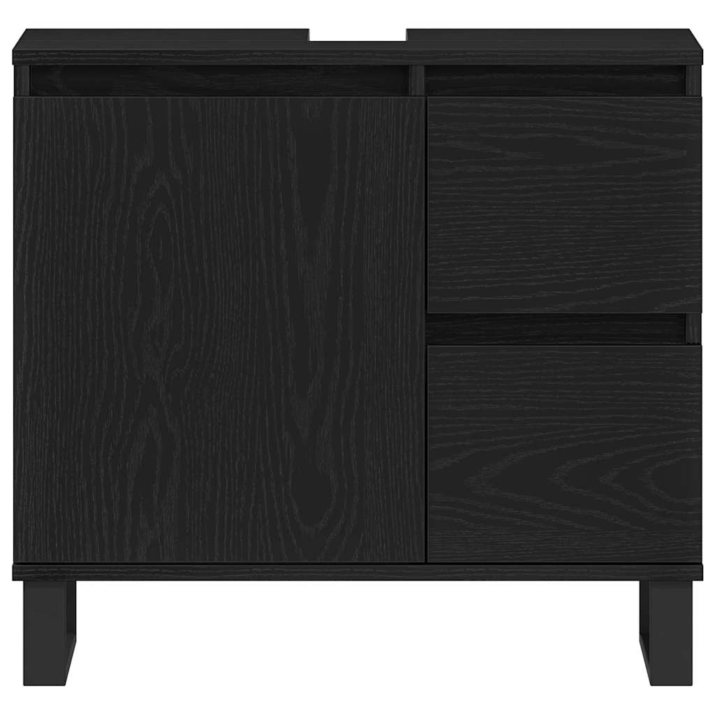Gabinete de Lavabo para Baño Roble Negro 65 x 33 x 60 cm