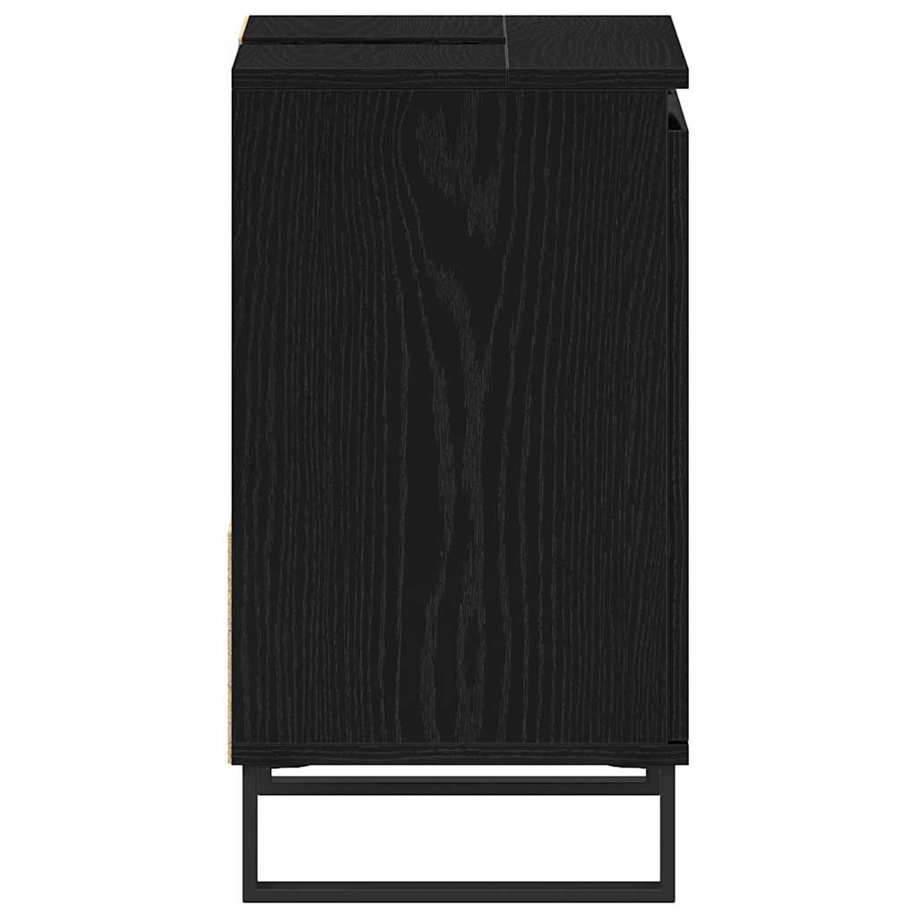 Gabinete de Lavabo para Baño Roble Negro 65 x 33 x 60 cm