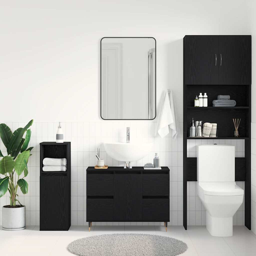 Gabinete de Lavabo para Baño Roble Negro 80 x 33 x 60 cm