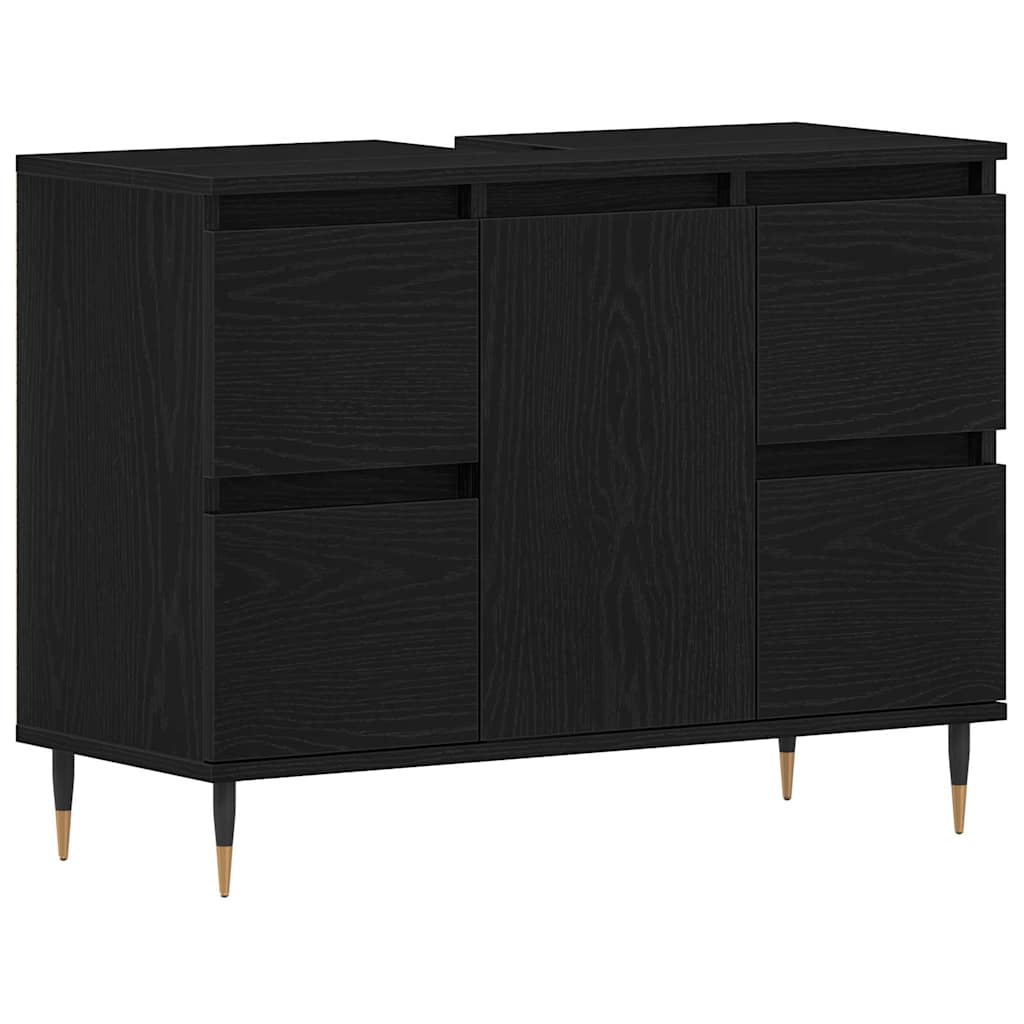 Gabinete de Lavabo para Baño Roble Negro 80 x 33 x 60 cm