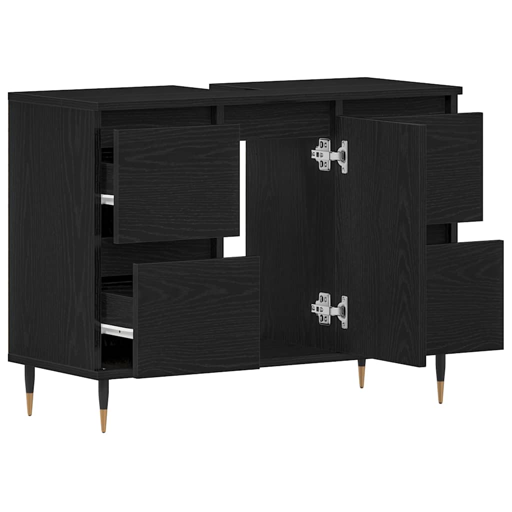 Gabinete de Lavabo para Baño Roble Negro 80 x 33 x 60 cm