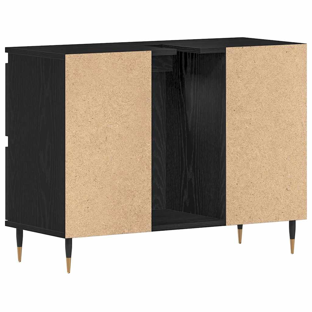Gabinete de Lavabo para Baño Roble Negro 80 x 33 x 60 cm