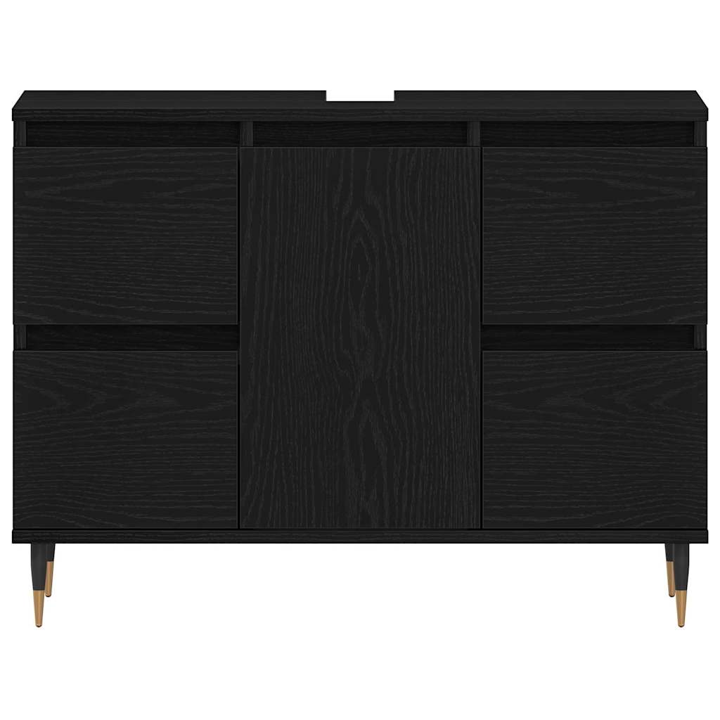 Gabinete de Lavabo para Baño Roble Negro 80 x 33 x 60 cm