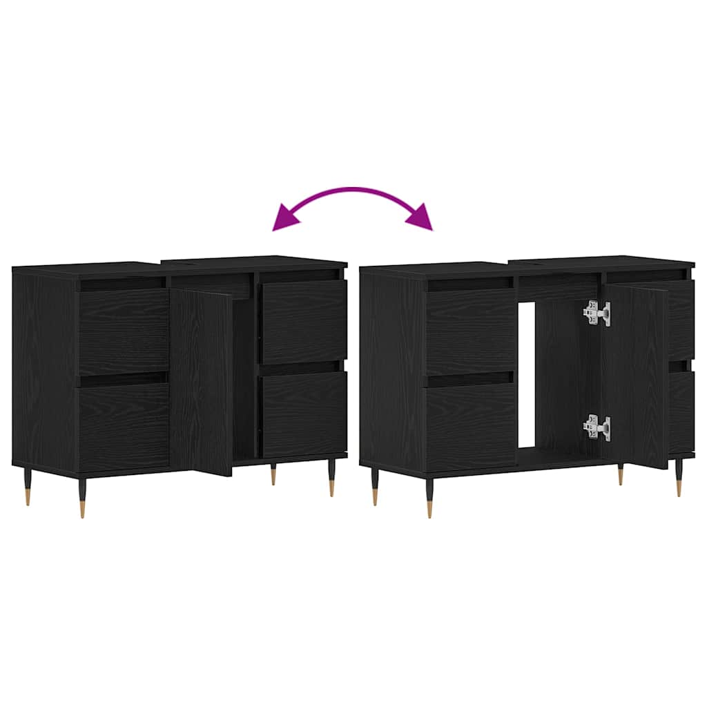 Gabinete de Lavabo para Baño Roble Negro 80 x 33 x 60 cm