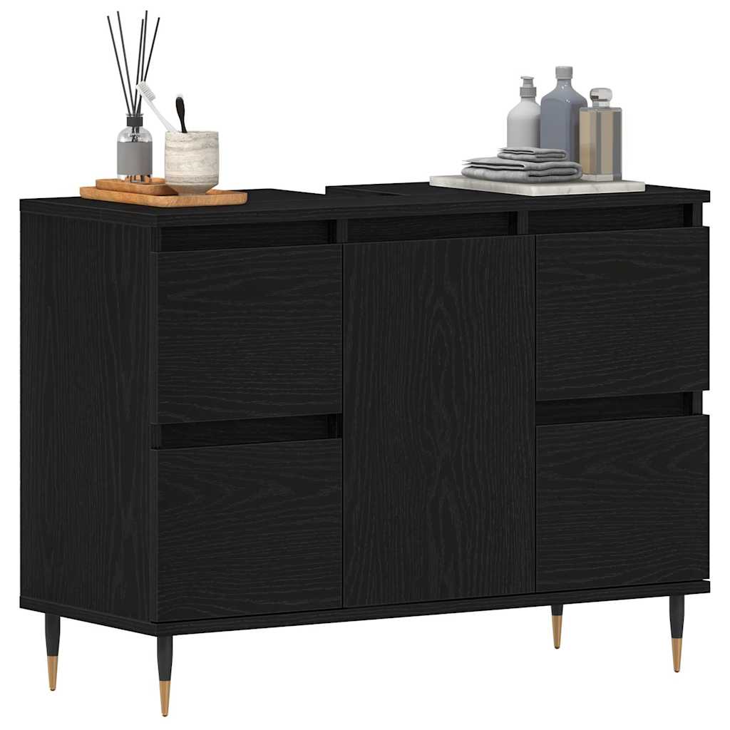 Gabinete de Lavabo para Baño Roble Negro 80 x 33 x 60 cm