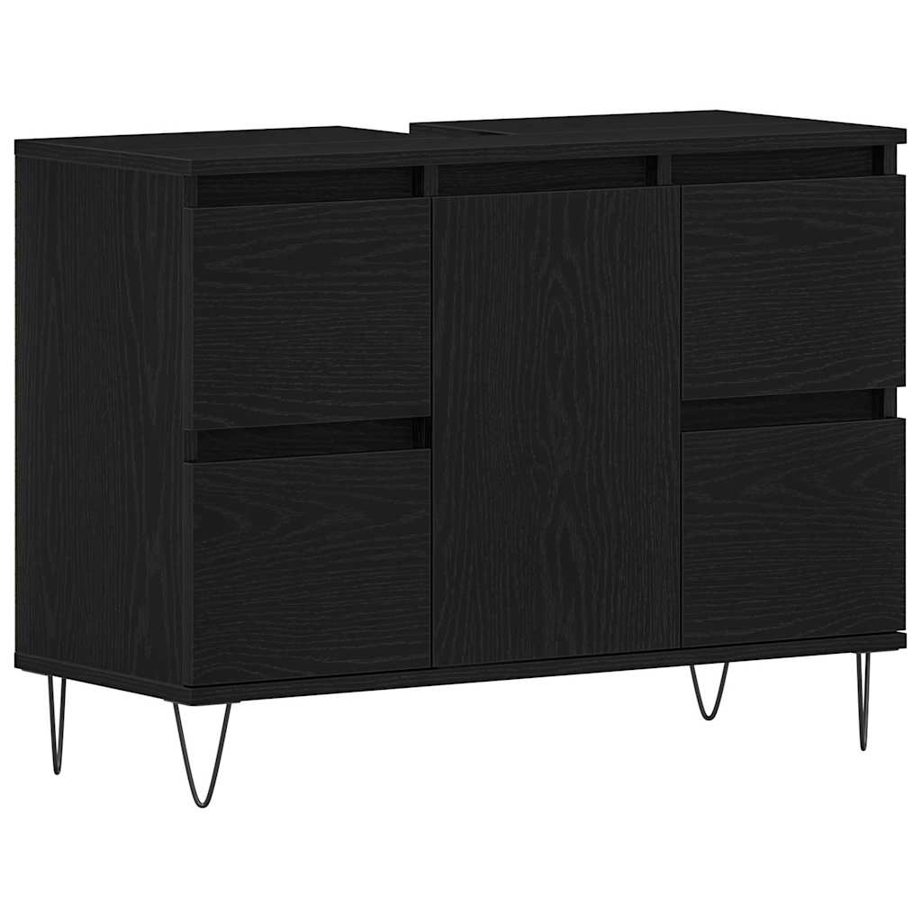 Gabinete de Lavabo para Baño Roble Negro 80 x 33 x 60 cm