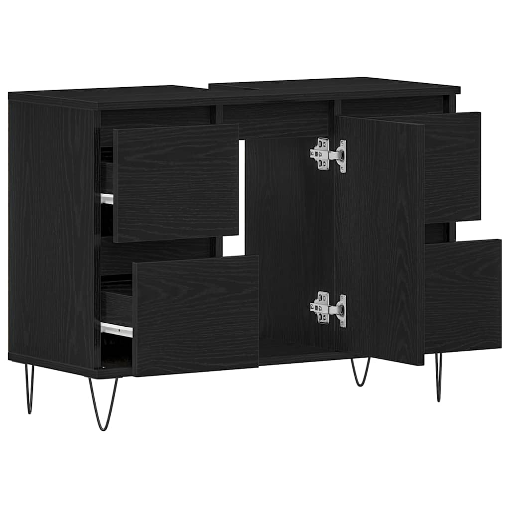 Gabinete de Lavabo para Baño Roble Negro 80 x 33 x 60 cm
