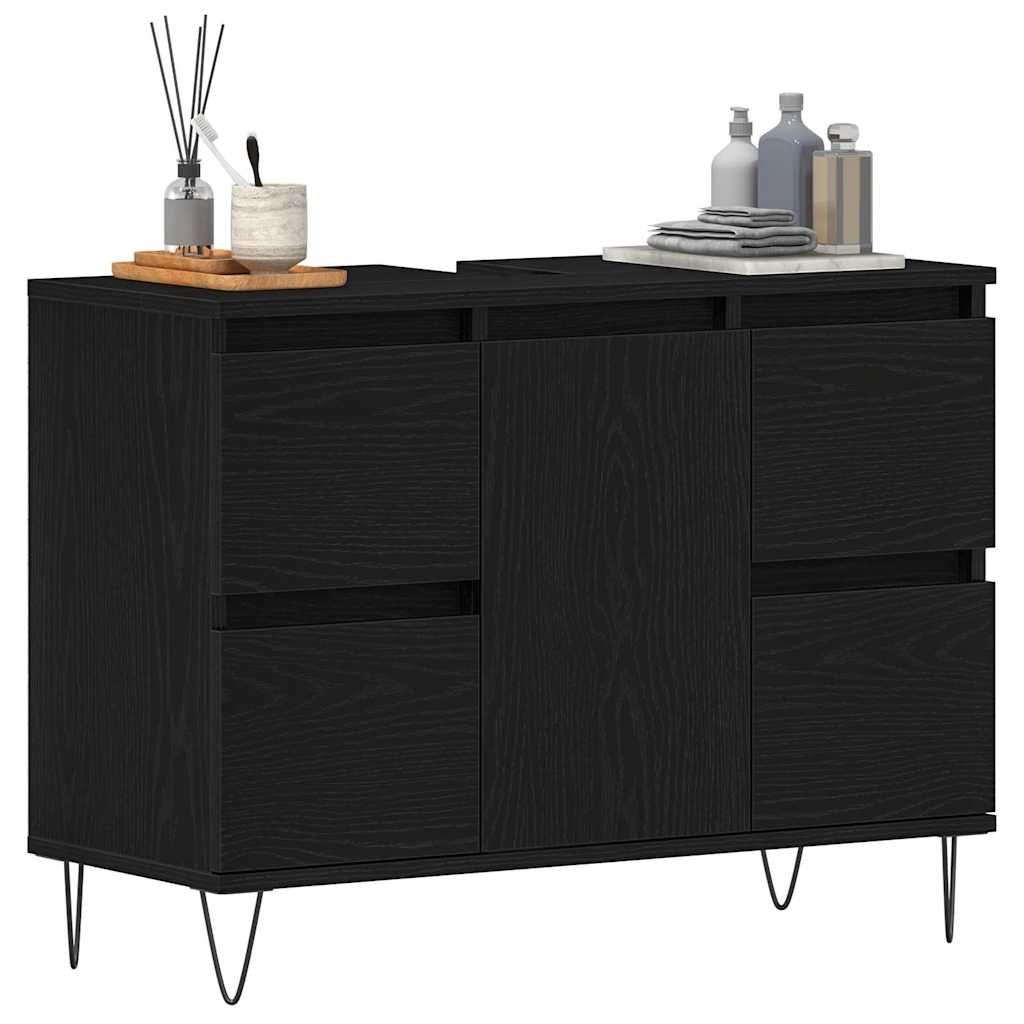 Gabinete de Lavabo para Baño Roble Negro 80 x 33 x 60 cm