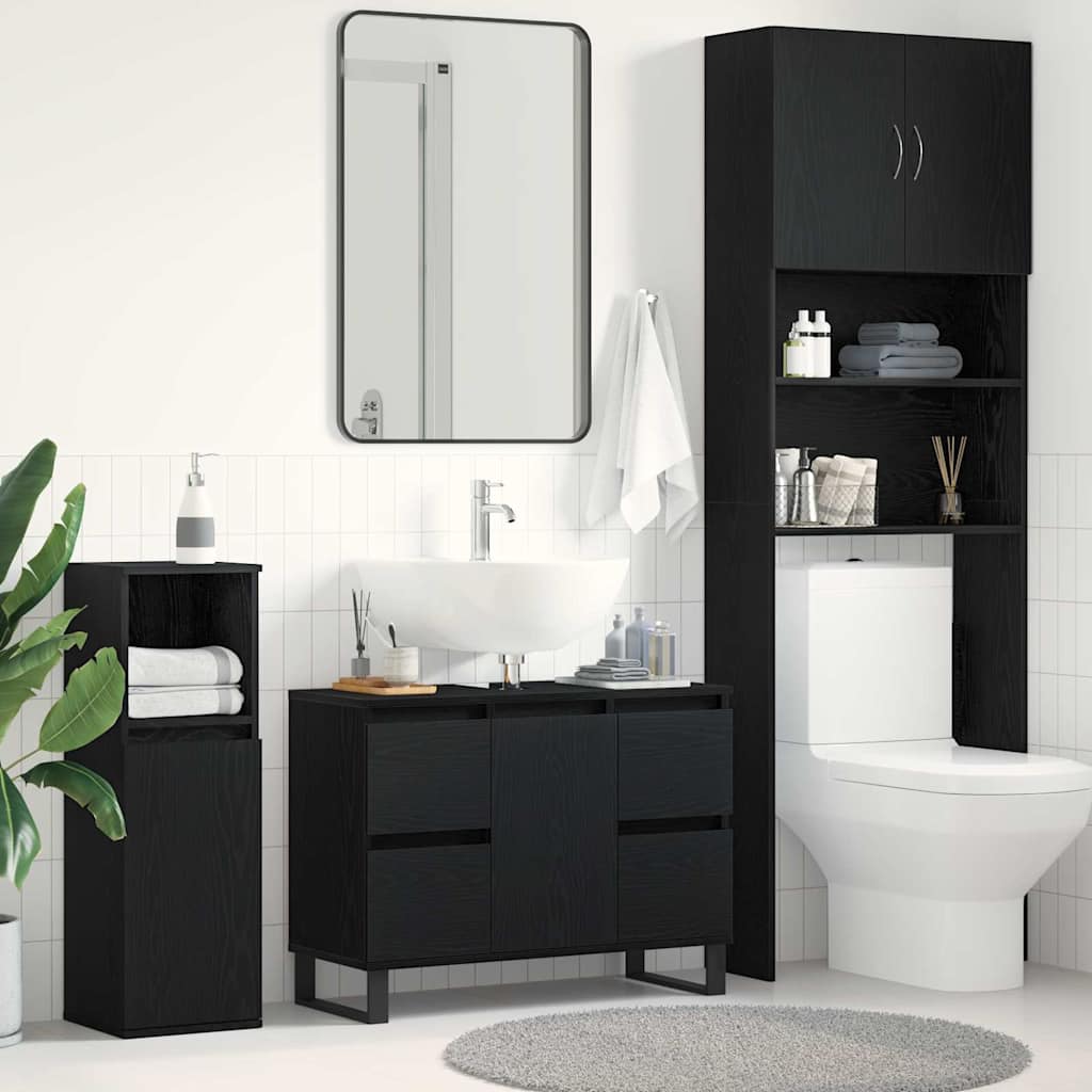 Gabinete de Baño con cajón Roble Negro 80 x 33 x 60 cm