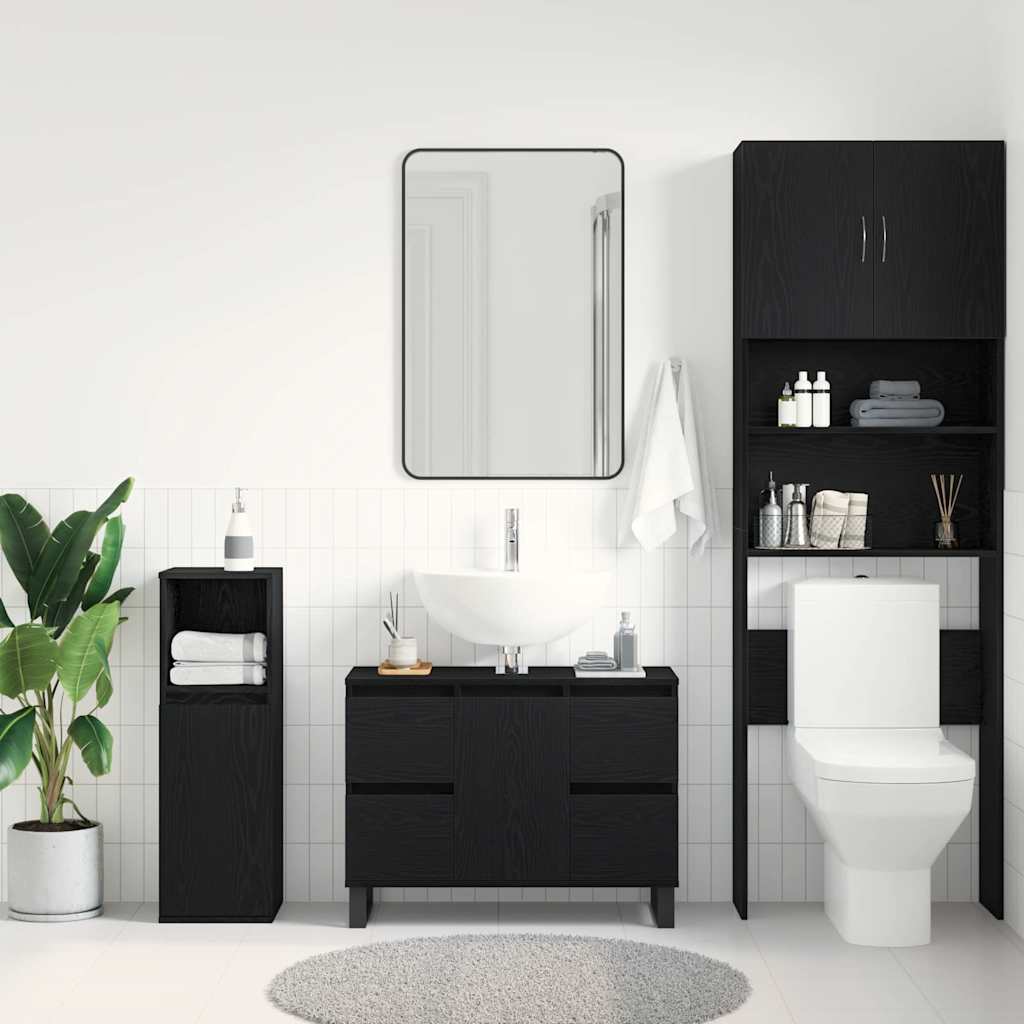 Gabinete de Baño con cajón Roble Negro 80 x 33 x 60 cm