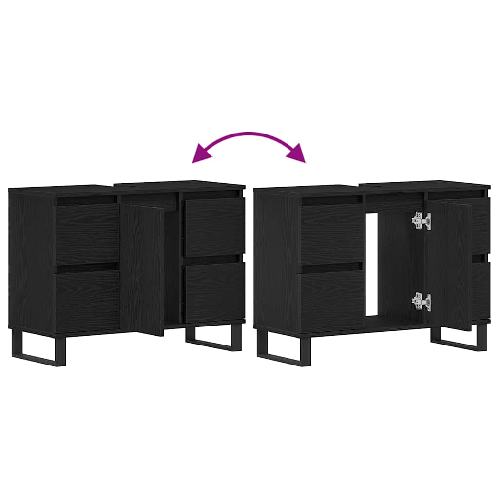 Gabinete de Baño con cajón Roble Negro 80 x 33 x 60 cm