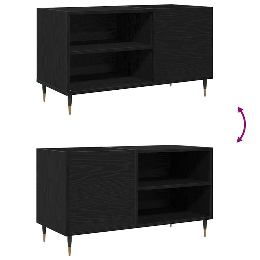 Mueble para discos de vinilo Roble Negro 85 x 38 x 48 cm